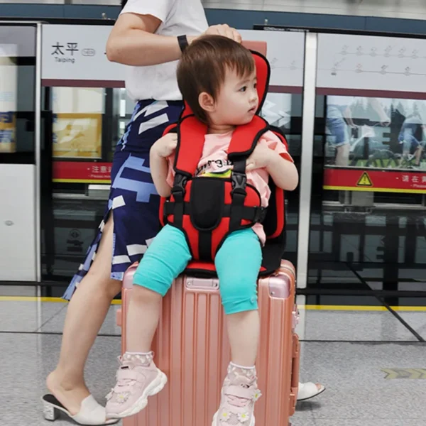 Kids travel suitcase cushion with harness toddler safety belt seat for carry-on luggage