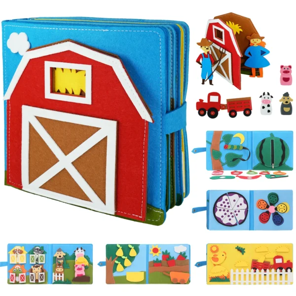 Montessori Toys Busy Board Farm Animal Scene
