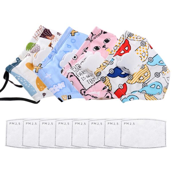 4pc Children Facemask + 8pc Filters Cartoon Kids Face Mask